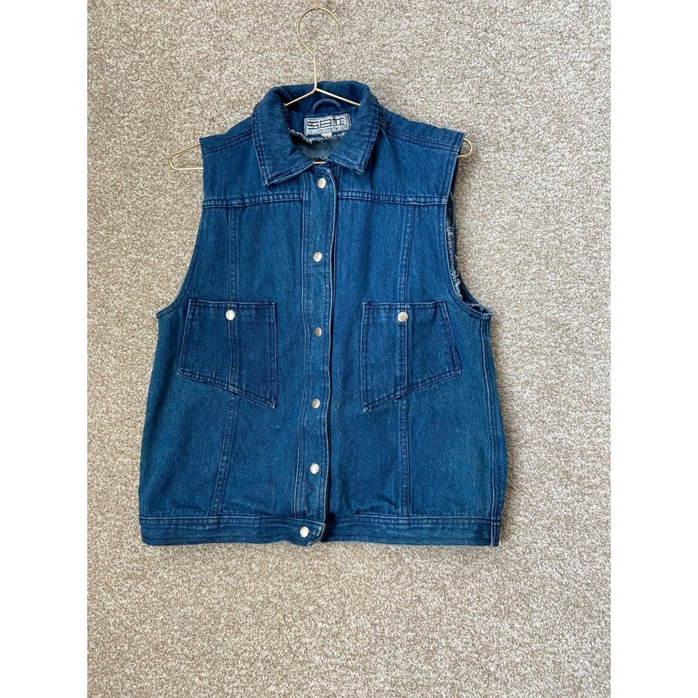 Vintage SB II by Bitterman Woman’s Denim Pocket Vest Size Medium